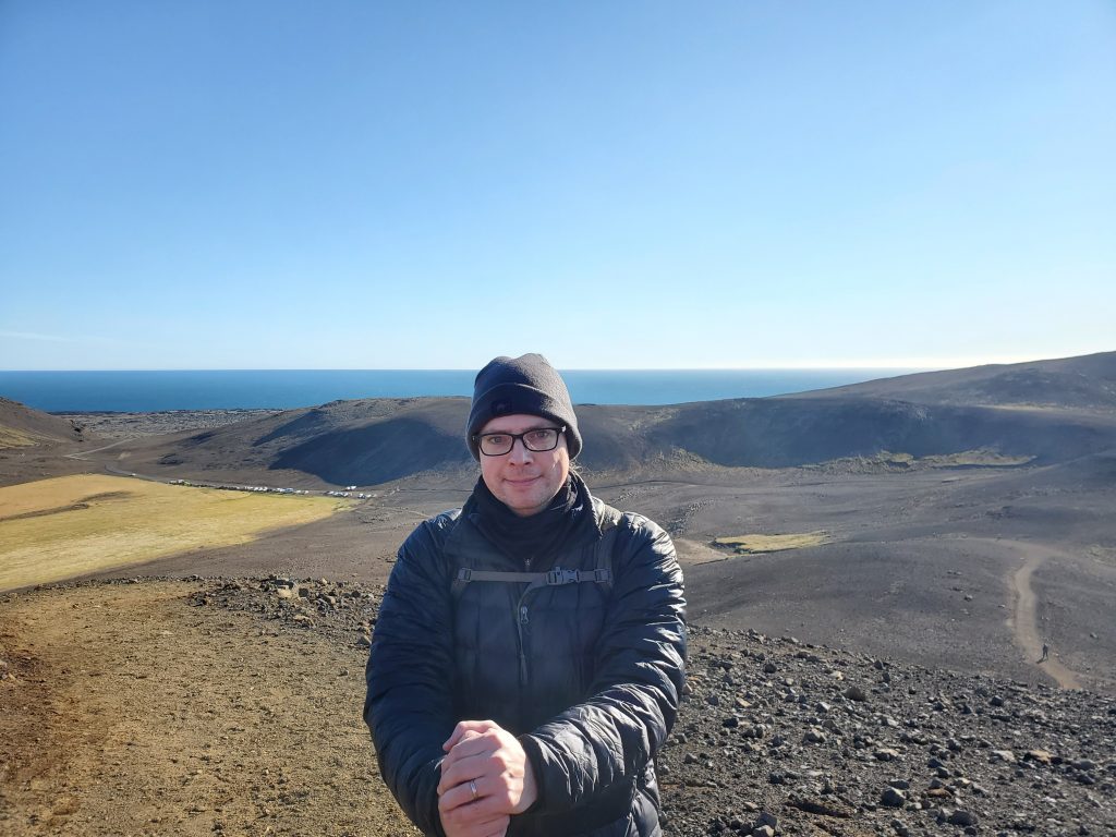 Graham with volcanic landscape
