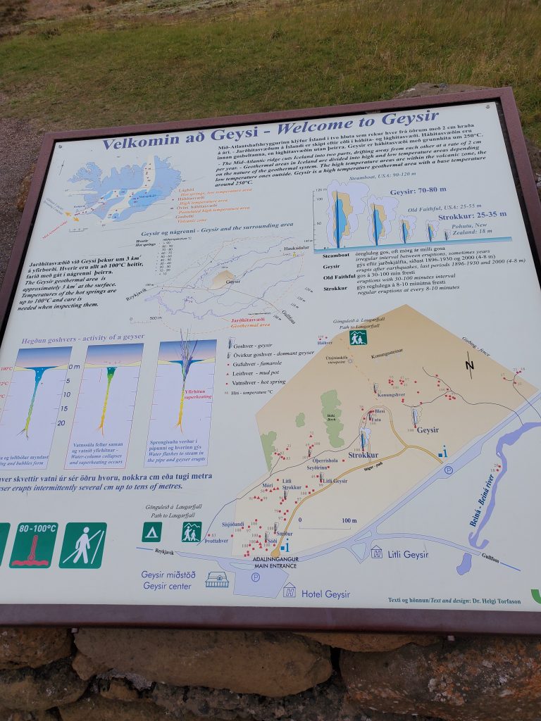 The signage with map for Geysir