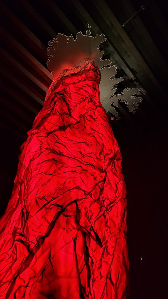 simulation of a lava tube with red glowing light
