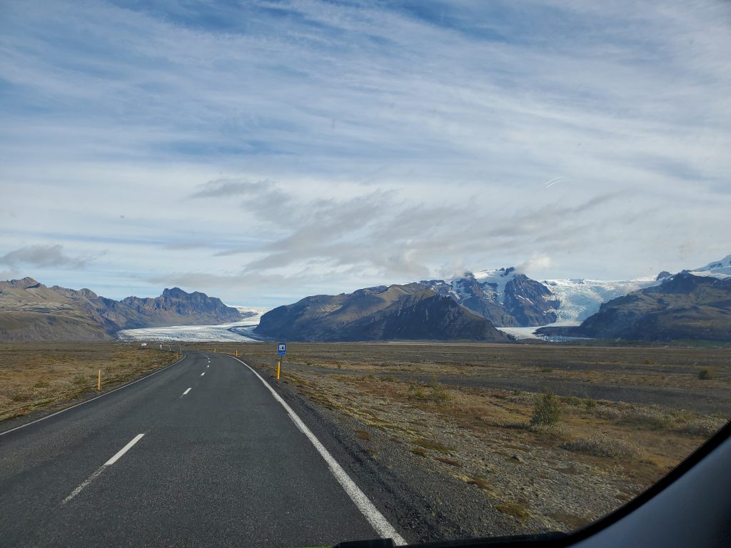 road leading to a glacier