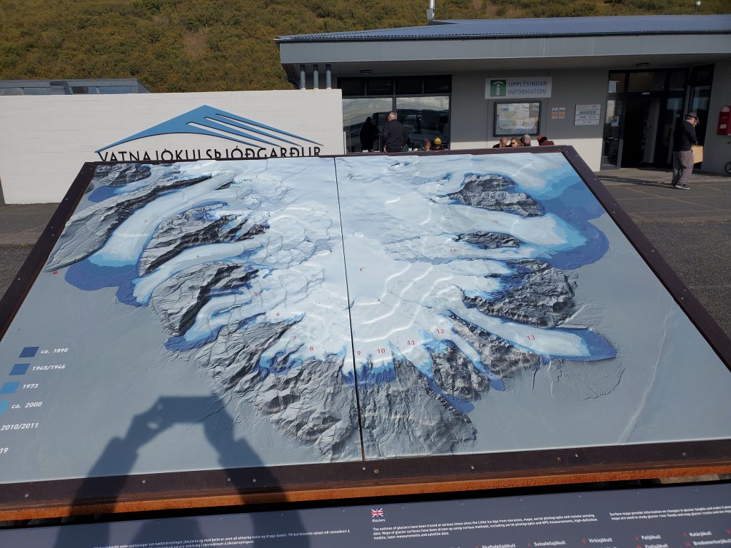 Display showing glacier and its tongues