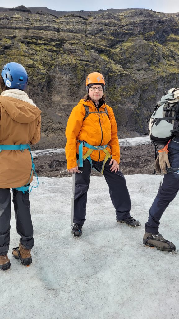 Graham wearing his full glacier hiking gear