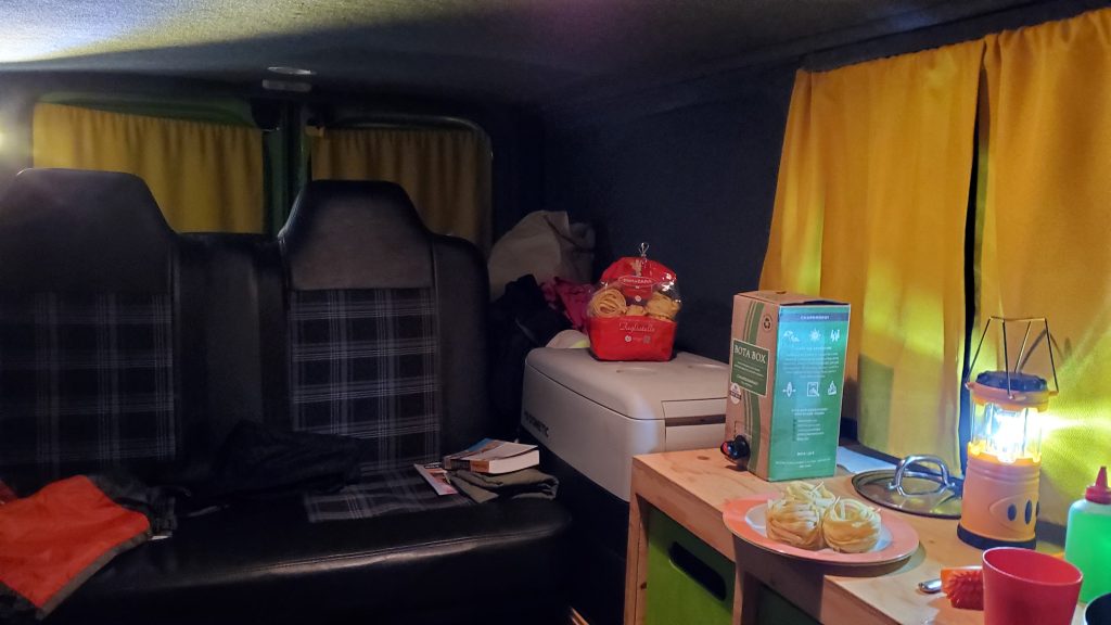 the inside of our camper van