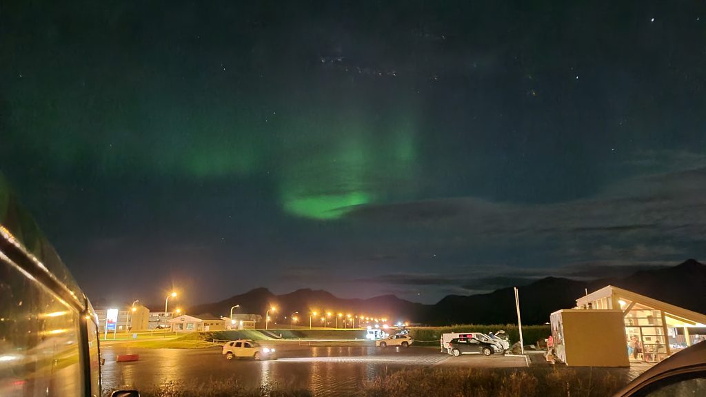 northern lights above campground