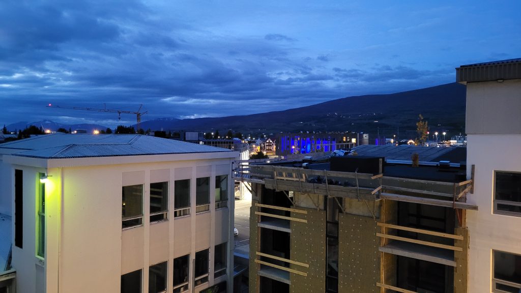 terrace view of town at night