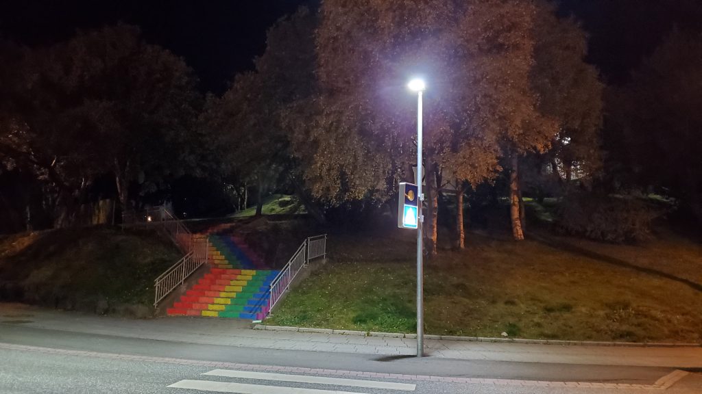 rainbow painted steps