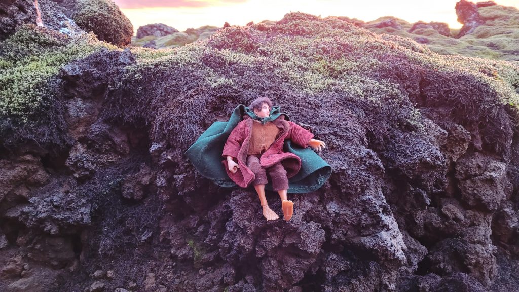 Frodo on volcanic rocks