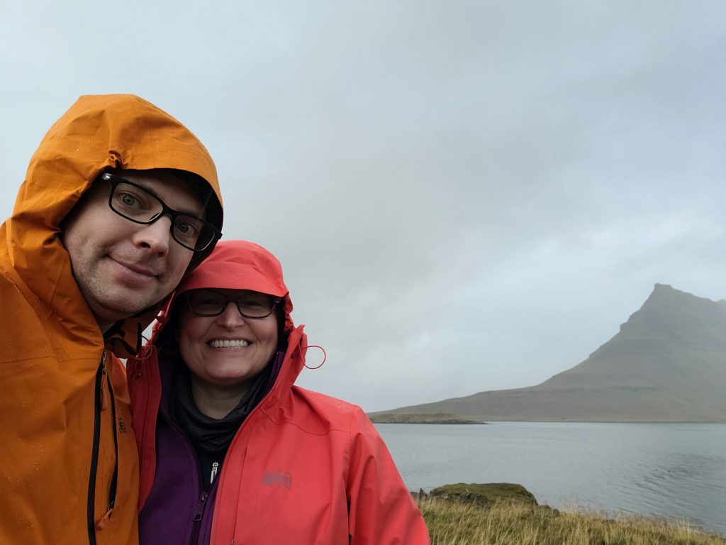 Graham and Susan with Kirkjufell mountain in the background