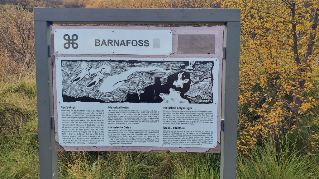 Barnafoss information board