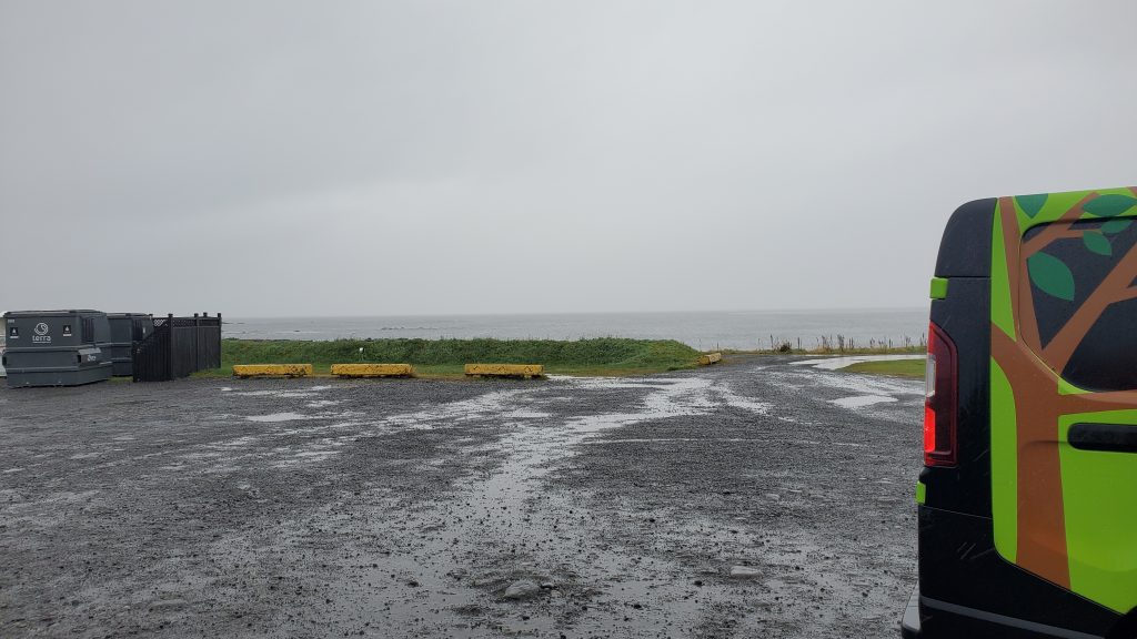 view toward the ocean in wet campground